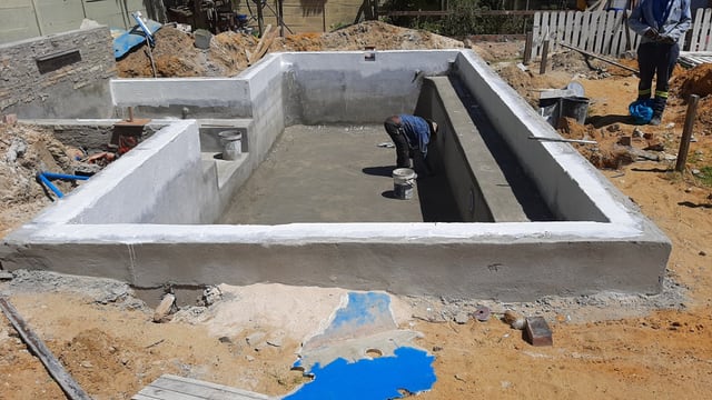 Gunite shell, ready for finishing, Hout Bay